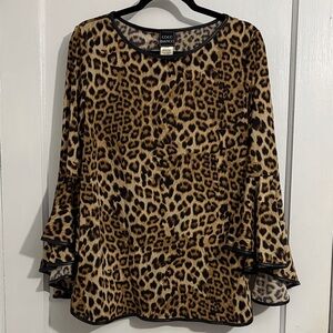 Coco Bianco Leopard Print Blouse with Black Trim